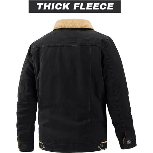 mens winter jacket warm sherpa lined fleece coat cargo work trucker outdoor - Picture 3 of 7